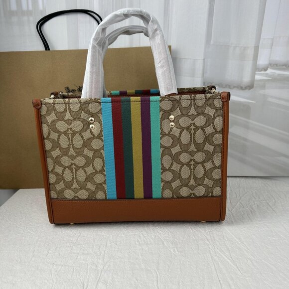 NWT Coach C5793 Dempsey Tote 40 In Signature Jacquard With Stripe And Patch - Picture 9 of 13
